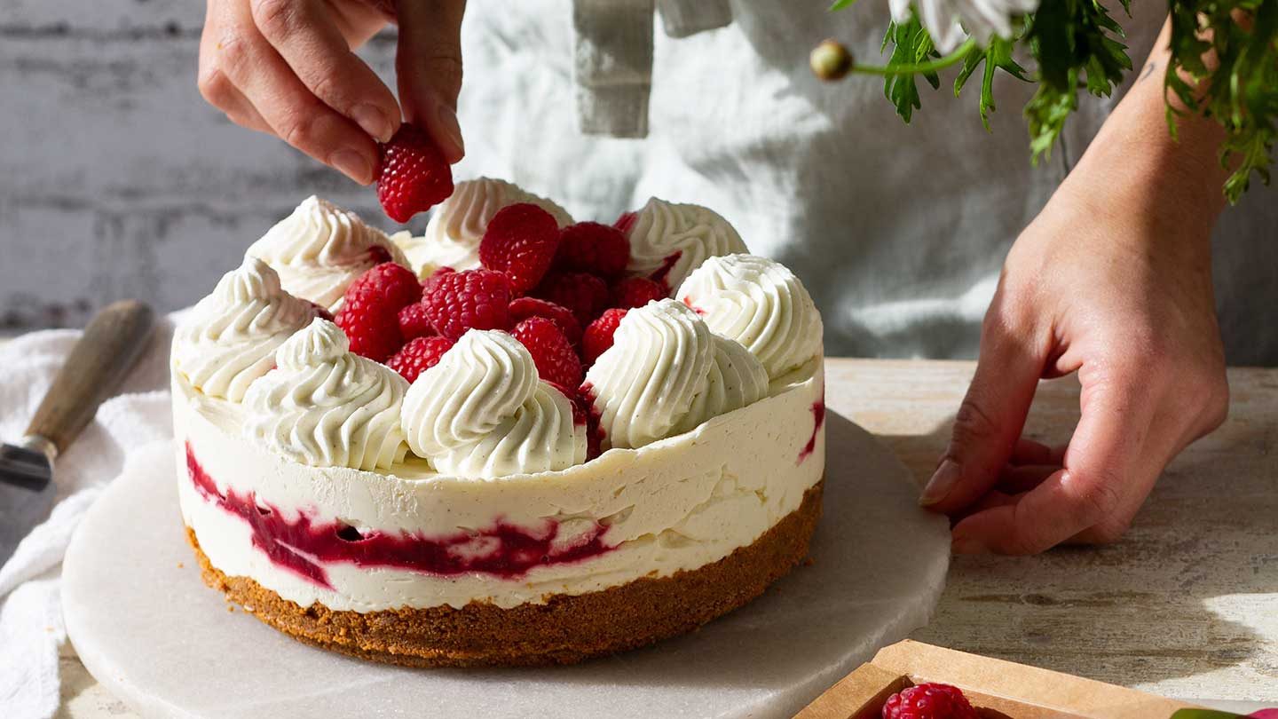 Cheesecake chocolat blanc framboises