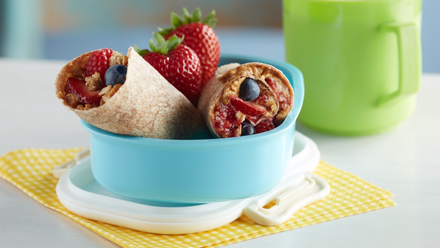 Peanut Butter Mixed Berries Rolls Ups