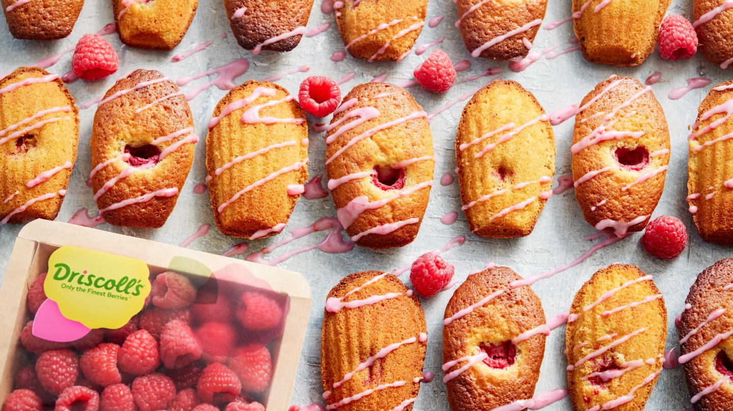 Madeleines aux framboises et glaçage à la framboise