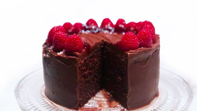 Gâteau au chocolat et aux framboises sans gluten