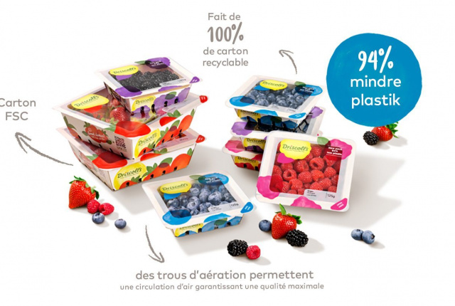 Driscolls New Paper Pack, less plastic, plastic waste