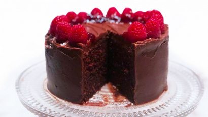 Gâteau au chocolat et framboises sans gluten