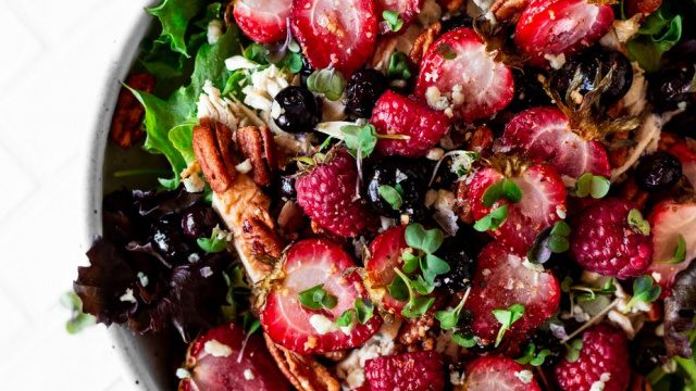 Roasted Triple Berry Salad with Honey Citrus Vinaigrette